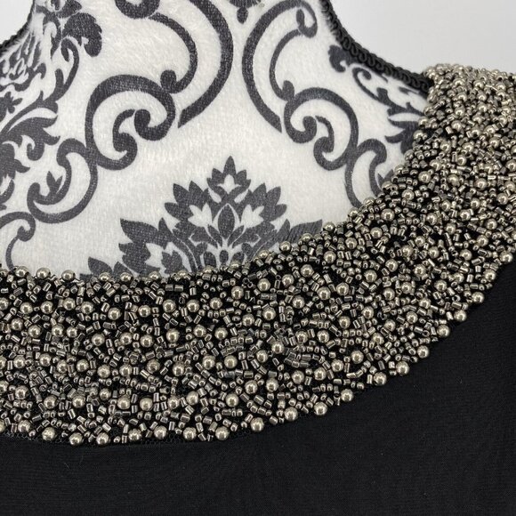 EUC Cachet Beaded Neck Keyhole Back Drop Waist Black Dress. Formal, Prom. Size S - Picture 4 of 10